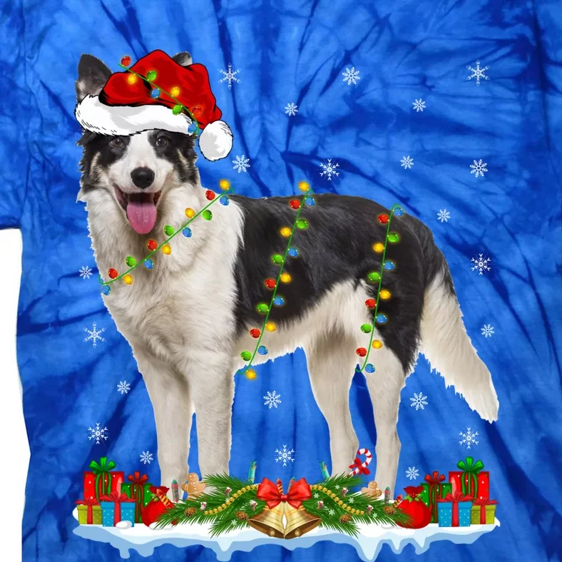 Border Collie Dog Xmas Lights Santa Border Collie Christmas Gift Tie-Dye T-Shirt