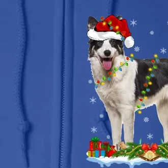 Border Collie Dog Xmas Lights Santa Border Collie Christmas Gift Full Zip Hoodie