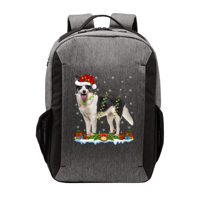 Border Collie Dog Xmas Lights Santa Border Collie Christmas Gift Vector Backpack