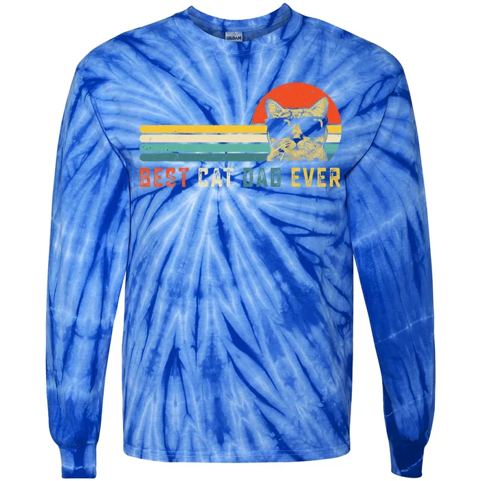 Best Cat Dad Ever FatherS Day Tie-Dye Long Sleeve Shirt