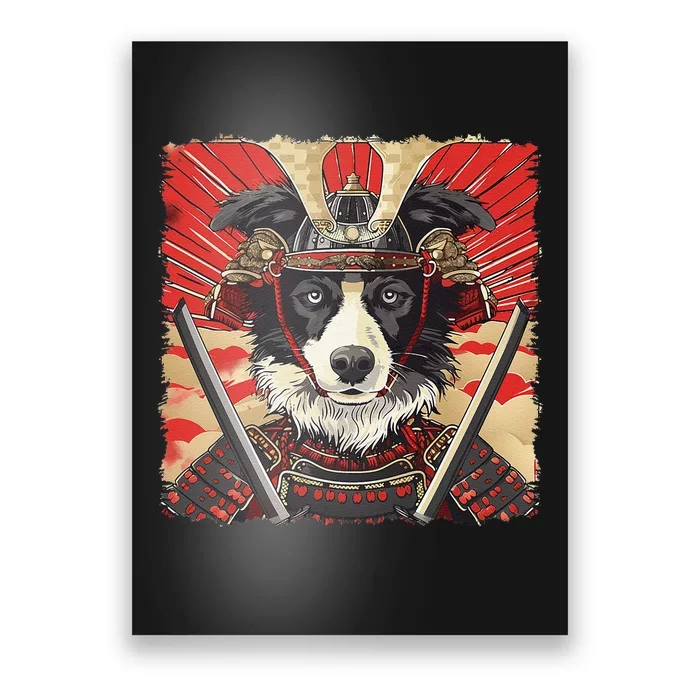 Border Collie Dog Japanese Art Samurai Ukiyo.E Vintage Poster