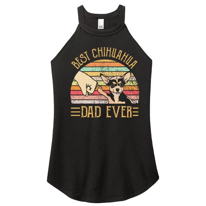 Best Chihuahua Dad Ever Retro Vintage Sunset Women’s Perfect Tri Rocker Tank