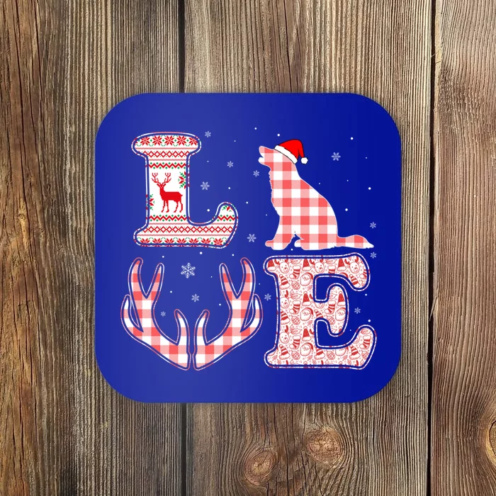 Border Collie Dog Xmas Red Plaid Reindeer Ugly Christmas Gift Coaster