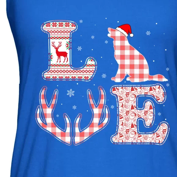 Border Collie Dog Xmas Red Plaid Reindeer Ugly Christmas Gift Ladies Essential Flowy Tank