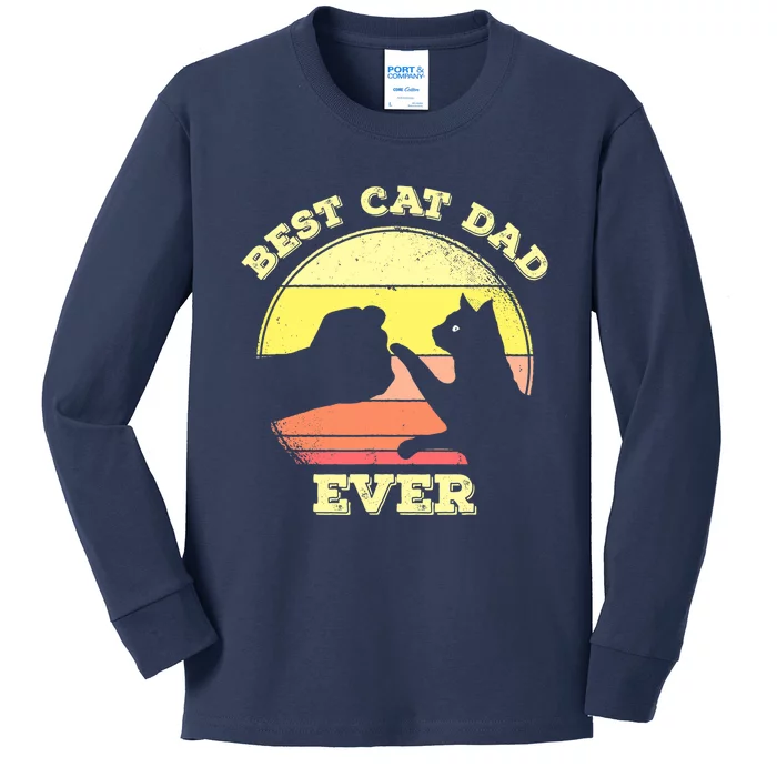 Best Cat Dad Ever Cute Cat Lover Kids Long Sleeve Shirt