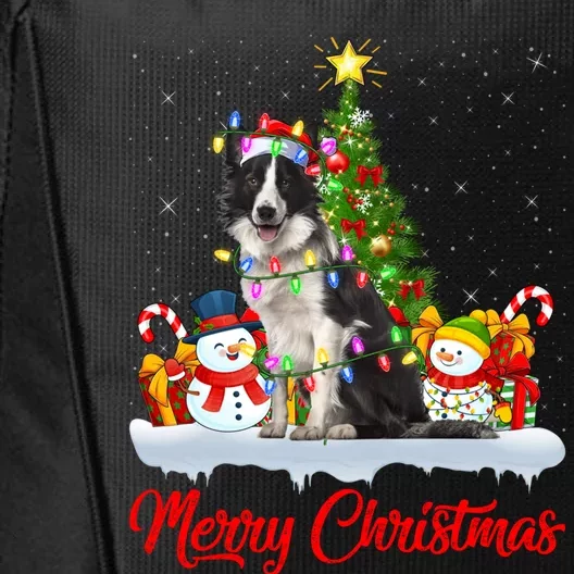 Border Collie Dog Xmas Tree Lighting Border Collie Christmas Gift City Backpack