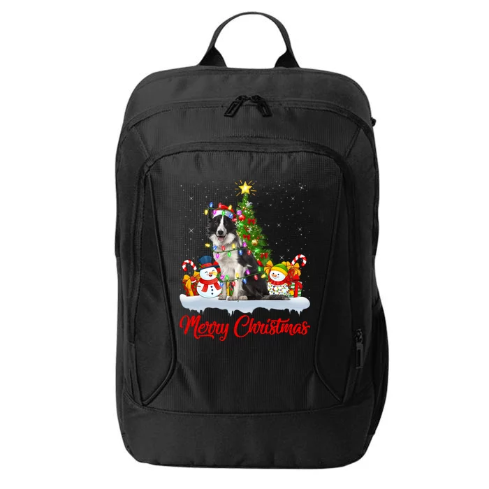 Border Collie Dog Xmas Tree Lighting Border Collie Christmas Gift City Backpack