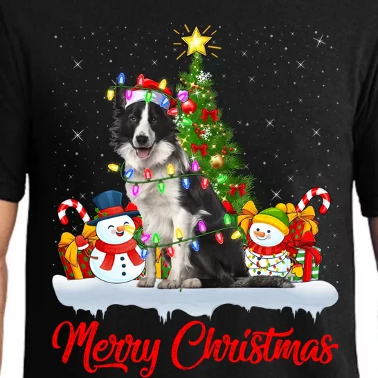 Border Collie Dog Xmas Tree Lighting Border Collie Christmas Gift Pajama Set