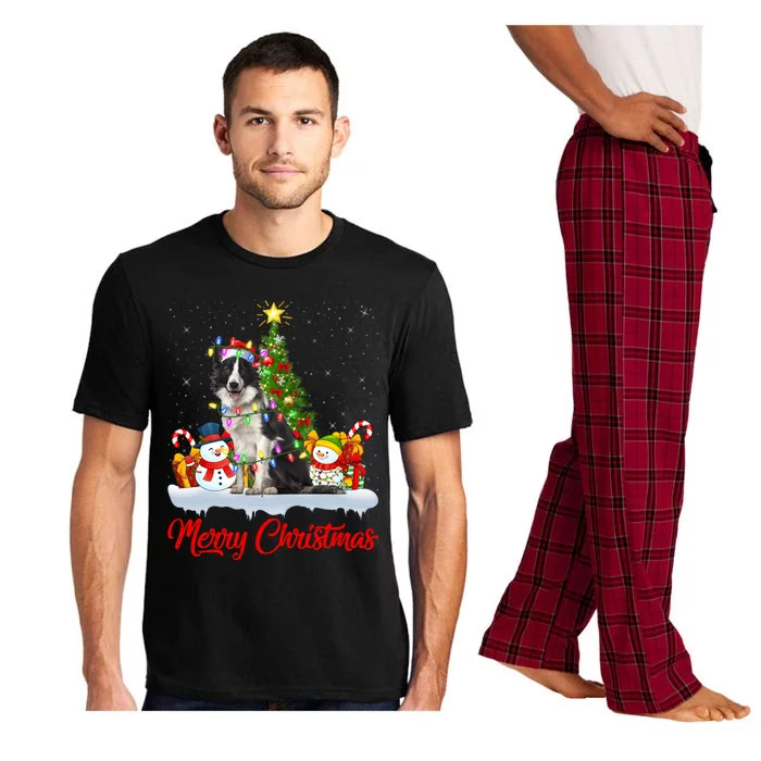 Border Collie Dog Xmas Tree Lighting Border Collie Christmas Gift Pajama Set