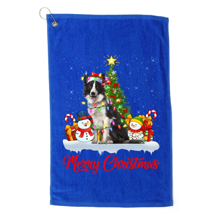 Border Collie Dog Xmas Tree Lighting Border Collie Christmas Gift Platinum Collection Golf Towel