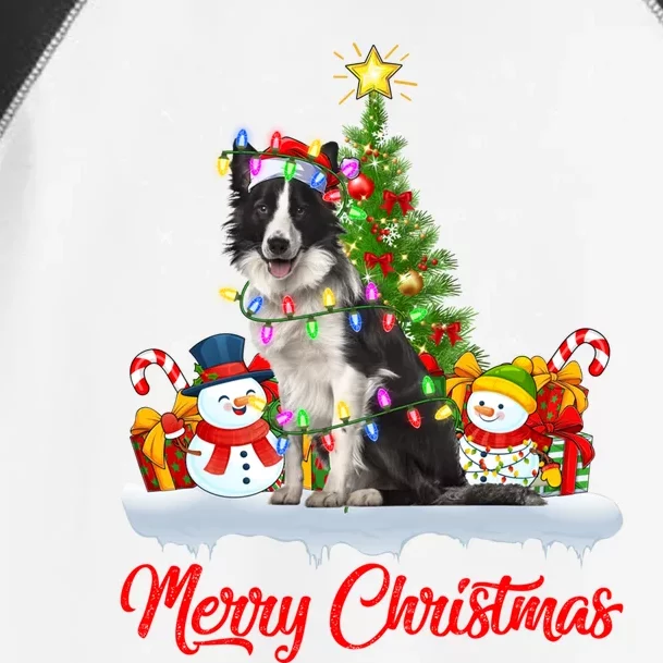 Border Collie Dog Xmas Tree Lighting Border Collie Christmas Gift Toddler Fine Jersey T-Shirt