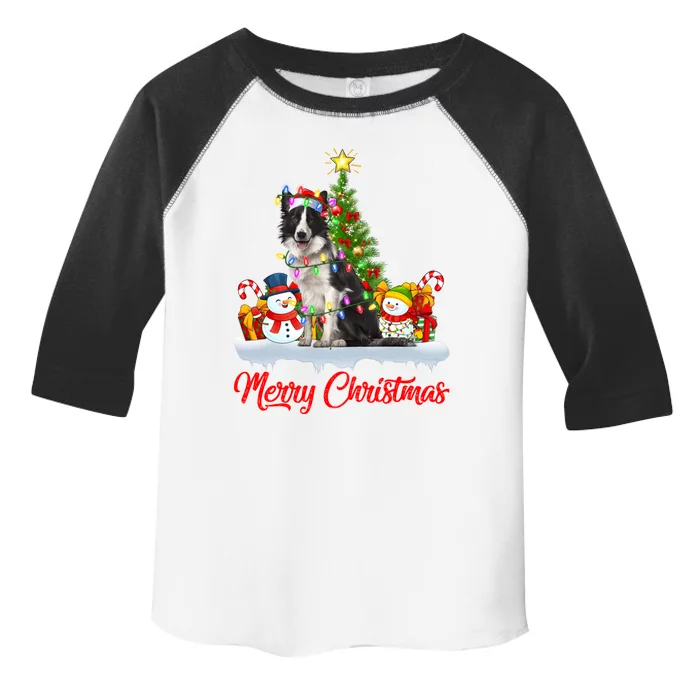 Border Collie Dog Xmas Tree Lighting Border Collie Christmas Gift Toddler Fine Jersey T-Shirt