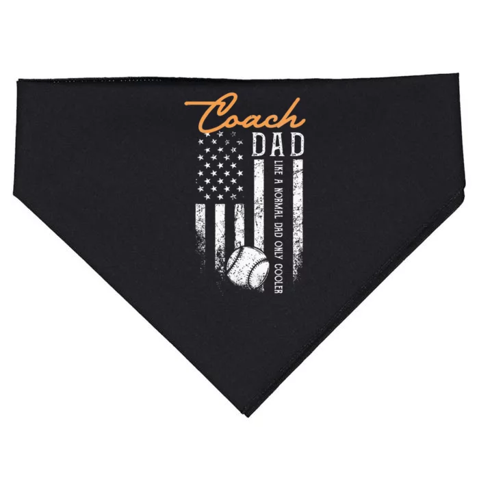 Baseball Coach Dad Like A Normal Dad Only Cooler USA Flag USA-Made Doggie Bandana