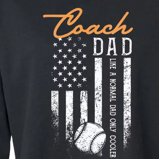 Baseball Coach Dad Like A Normal Dad Only Cooler USA Flag Cropped Pullover Crew