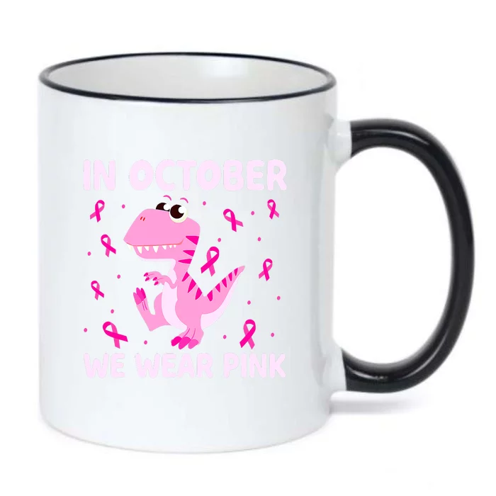 Breast Cancer Dinosaur In October We Wear Pink Boys Black Color Changing Mug