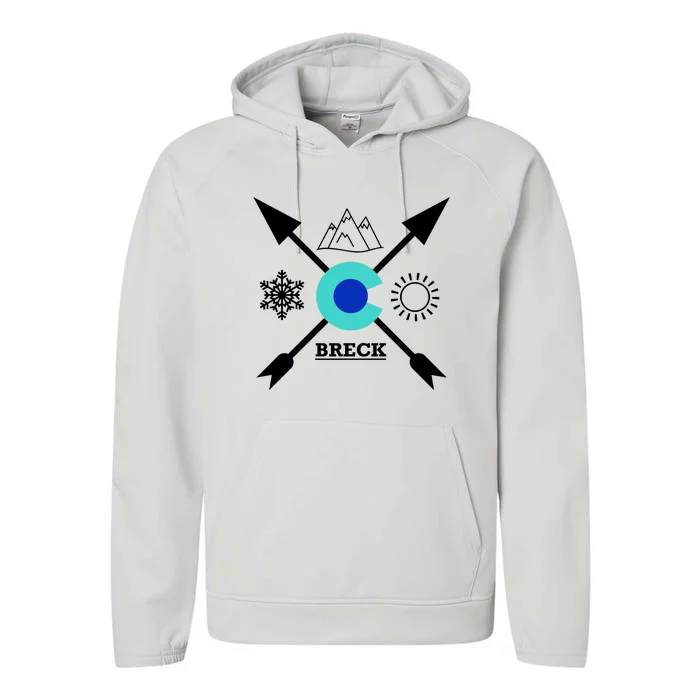 Breckenridge Colorado Directional Crewneck Gift Performance Fleece Hoodie