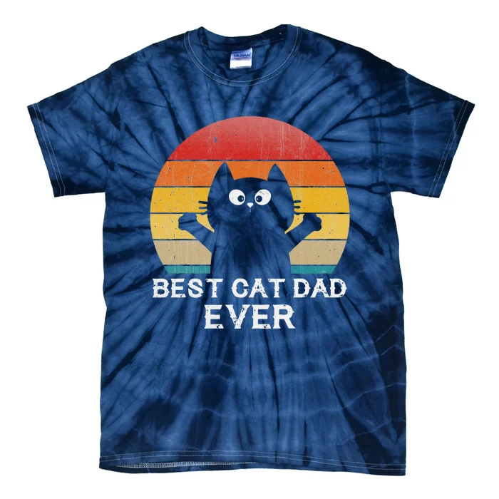 Best Cat Dad Ever Funny Cat Gifts Tie-Dye T-Shirt