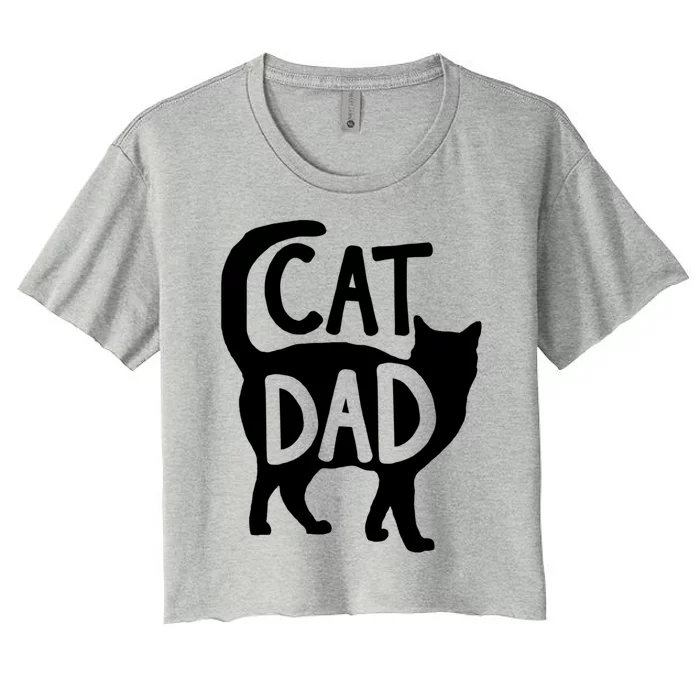 Best Cat Dad Fathers Day Kitty Daddy Papa Christmas Funny Gift Women's Crop Top Tee