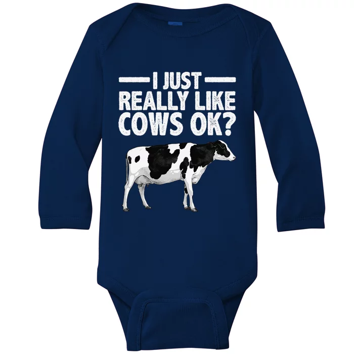 Best Cow Design Cattle Farming Dairy Cow Lover Funny Baby Long Sleeve Bodysuit