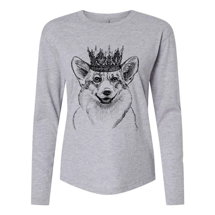 British Corgi Dog Queen Crown Queens Platinum Jubilee Women Womens Cotton Relaxed Long Sleeve T-Shirt