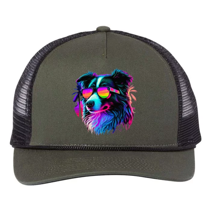 Border Collie Dogs Border Collies Retro Rope Trucker Hat Cap