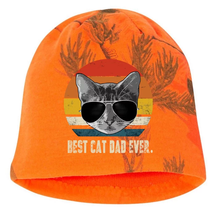 Best Cat Dad Ever Vintage Retro Cat Daddy Cat Father Kati - Camo Knit Beanie