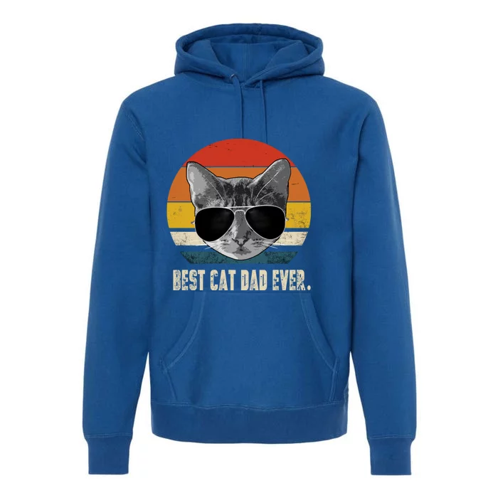 Best Cat Dad Ever Vintage Retro Cat Daddy Cat Father Premium Hoodie