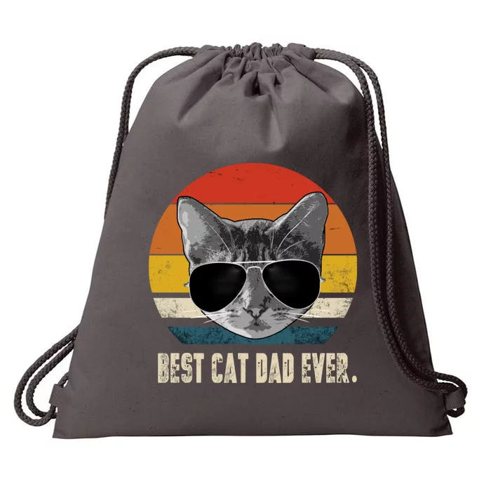 Best Cat Dad Ever Vintage Retro Cat Daddy Cat Father Drawstring Bag