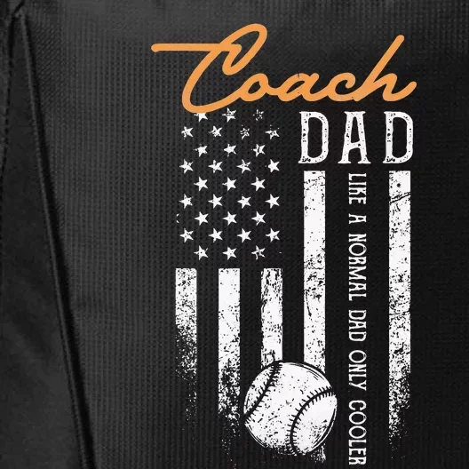 Baseball Coach Dad Like A Normal Dad Only Cooler USA Flag City Backpack