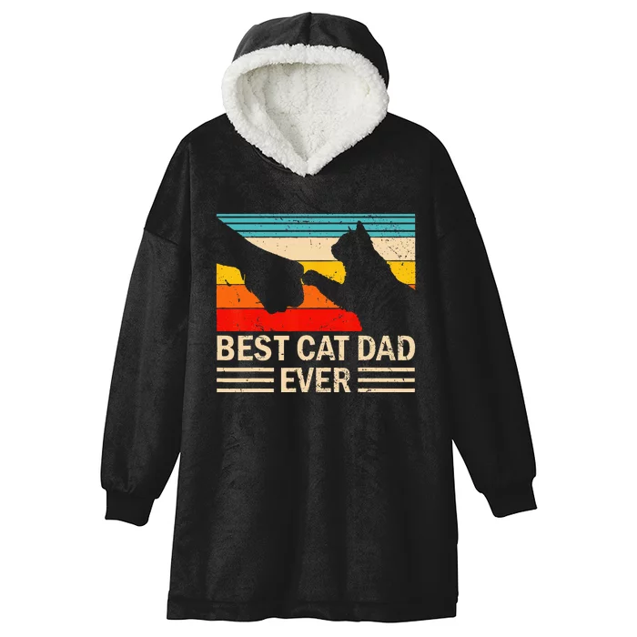 Best Cat Dad Ever Funny Vintage Cat Daddy Hooded Wearable Blanket