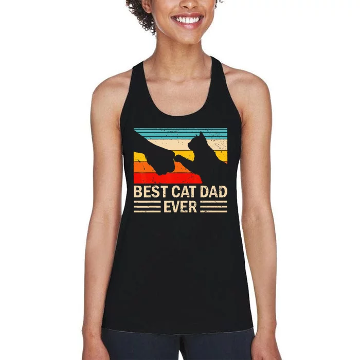 Best Cat Dad Ever Funny Vintage Cat Daddy Women's Racerback Tank