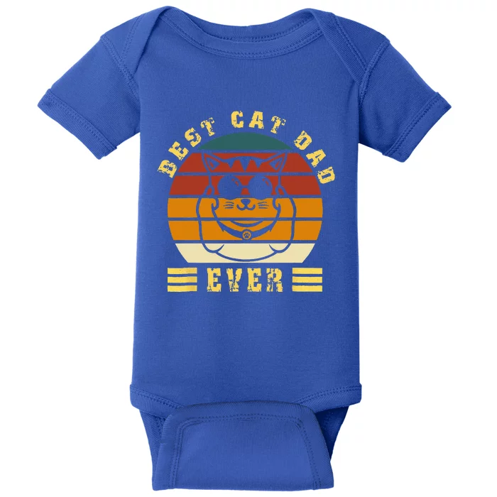 Best Cat Dad Ever Daddy Vintage sunglass father's day Funny Baby Bodysuit