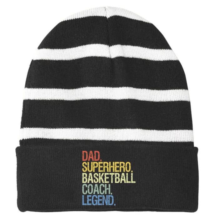 Basketball coach dad Striped Beanie with Solid Band