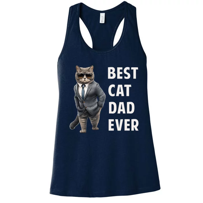 Best Cad Dad Ever Cool Father Cat Daddy Women's Racerback Tank