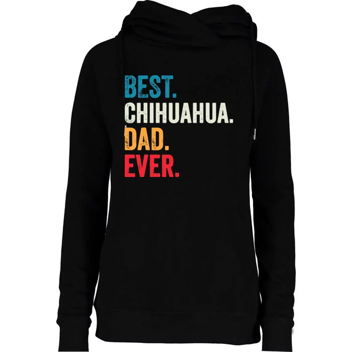 Best Chihuahua Dad Ever Retro Vintage Sunset Womens Funnel Neck Pullover Hood