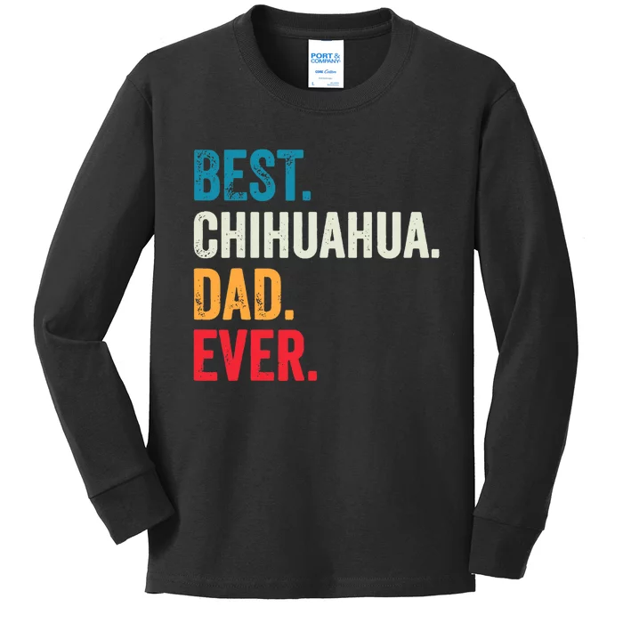 Best Chihuahua Dad Ever Retro Vintage Sunset Kids Long Sleeve Shirt