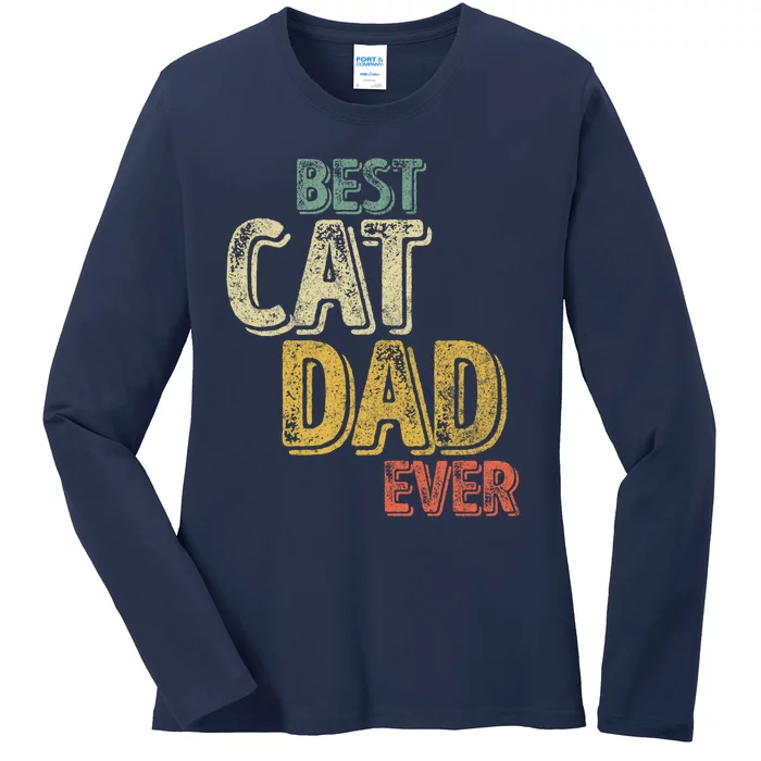 Best Cat Dad Ever Funny Christmas Gift Ladies Long Sleeve Shirt