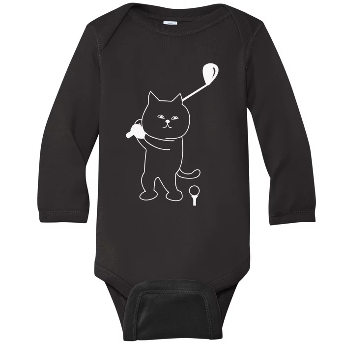 Best Cat Dad By Par Funny Golf Lover Cat Daddy Pet Fathers Baby Long Sleeve Bodysuit