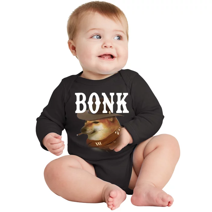 Bonk Cowboy Dog Baby Long Sleeve Bodysuit