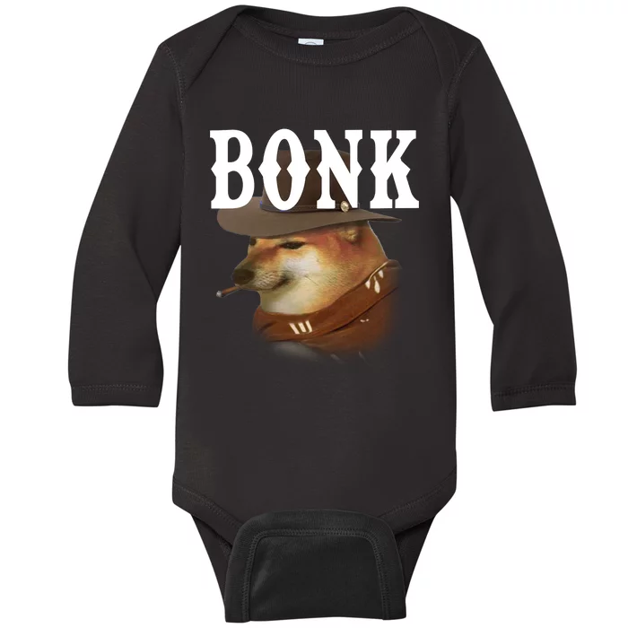 Bonk Cowboy Dog Baby Long Sleeve Bodysuit