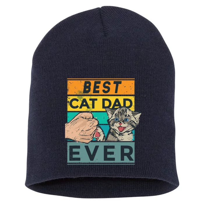 Best Cat Dad Ever Fathers Day Daddy Father Sayings Short Acrylic Beanie