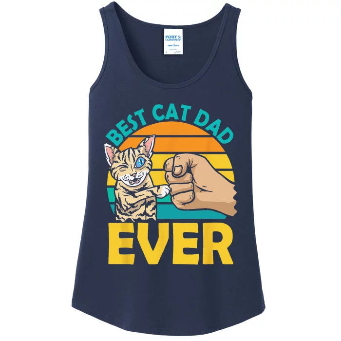 Best Cat Dad Ever Fathers Day Daddy Sayings Father Papa Ladies Essential Tank