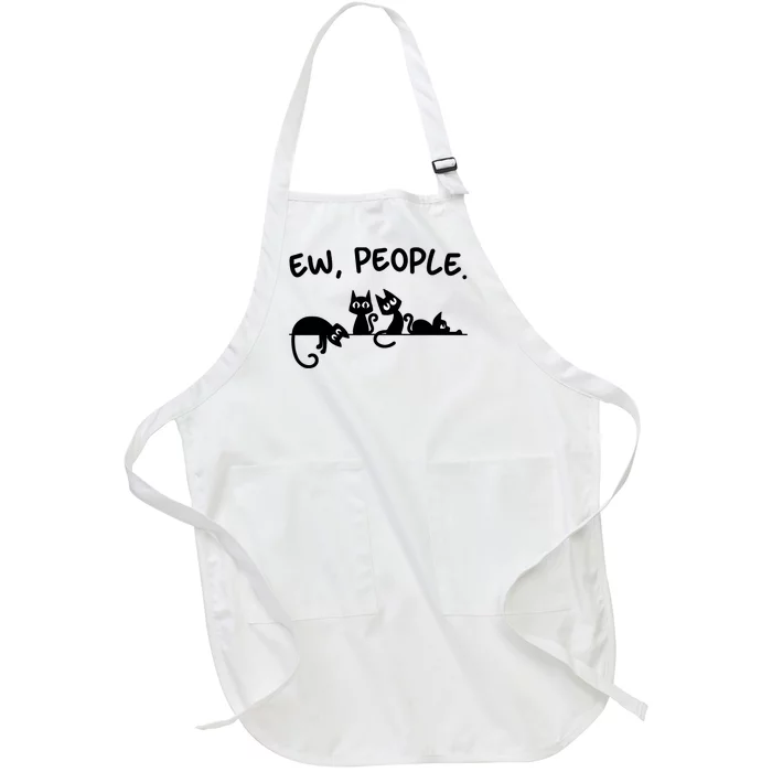 Black Cat Ew People Meowy Funny Cat Lover, Cat Dad, Cat Mom Full-Length Apron With Pocket