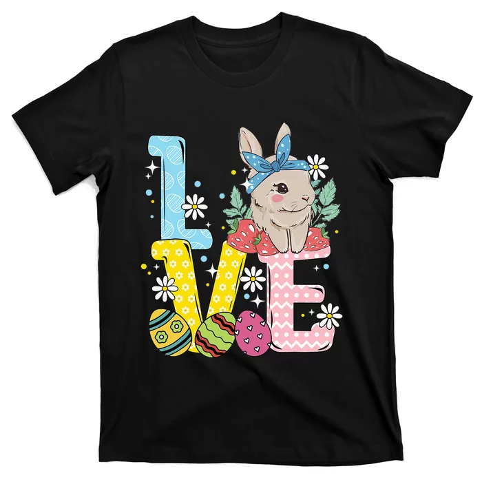 Bunny Colorful Easter Eggs Love Easter rabbit T-Shirt