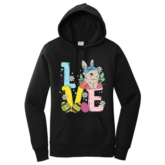 Bunny Colorful Easter Eggs Love Easter rabbit Women's Pullover Hoodie