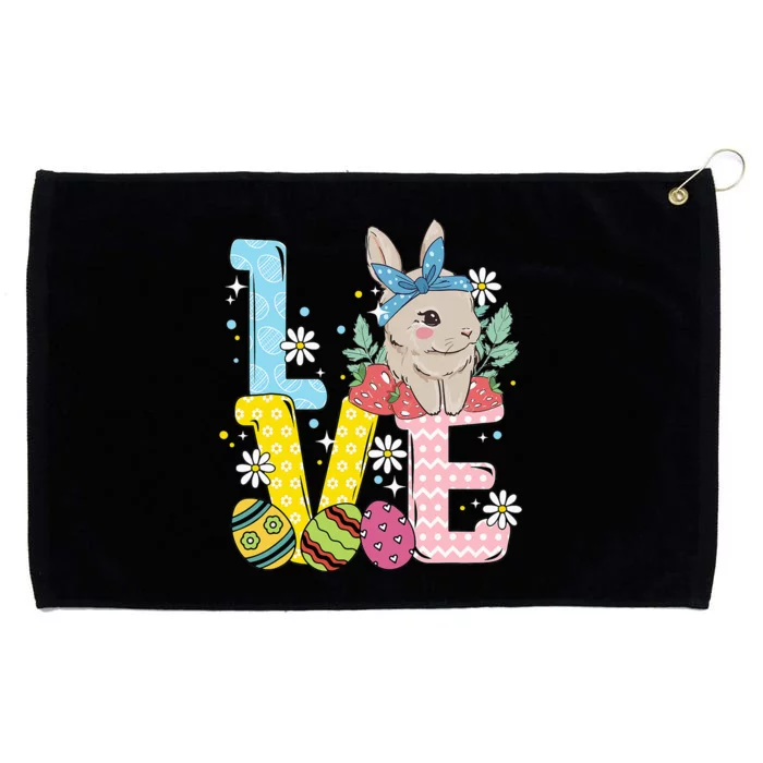 Bunny Colorful Easter Eggs Love Easter rabbit Grommeted Golf Towel