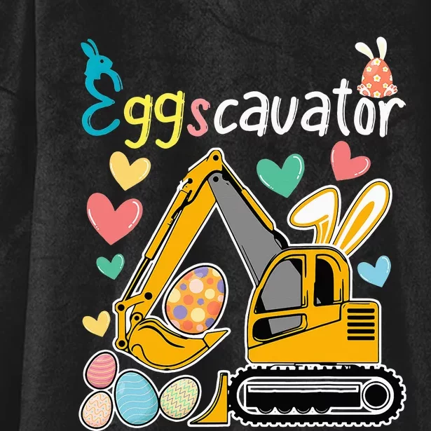 bunny Construction Excavator Easter Egg Hooded Wearable Blanket