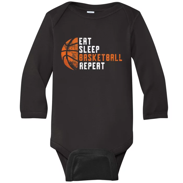 Basketball Coach Eat Sleep Basketball Repeat Basketball Baby Long Sleeve Bodysuit