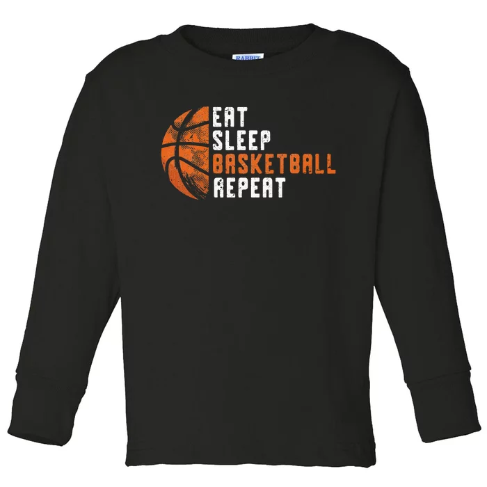 Basketball Coach Eat Sleep Basketball Repeat Basketball Toddler Long Sleeve Shirt