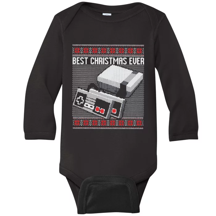 Best Christmas Ever Ugly Sweater Baby Long Sleeve Bodysuit